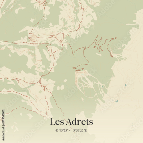 Vintage map of Les Adrets, France.