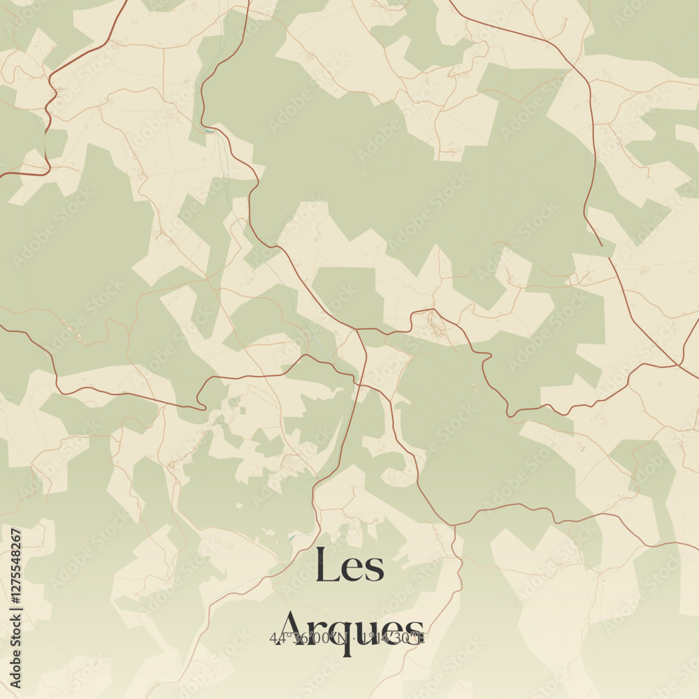 Fototapeta premium Vintage map of Les Arques, France.