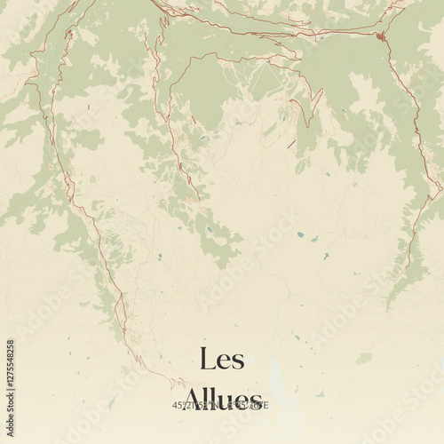Vintage map of Les Allues, France.