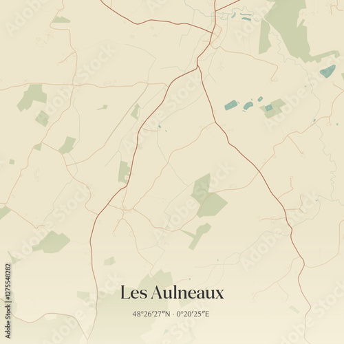 Vintage map of Les Aulneaux, France.
