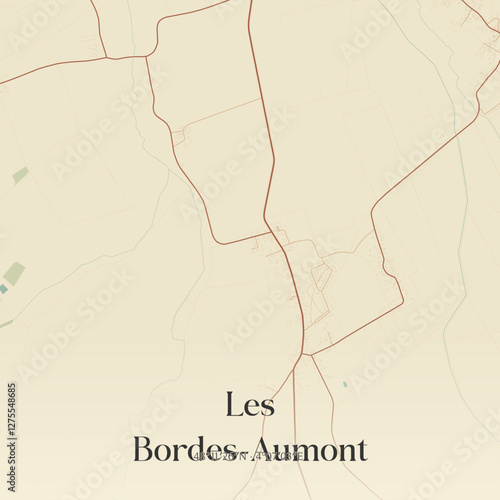 Vintage map of Les Bordes-Aumont, France.