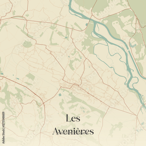 Vintage map of Les Avenières, France.