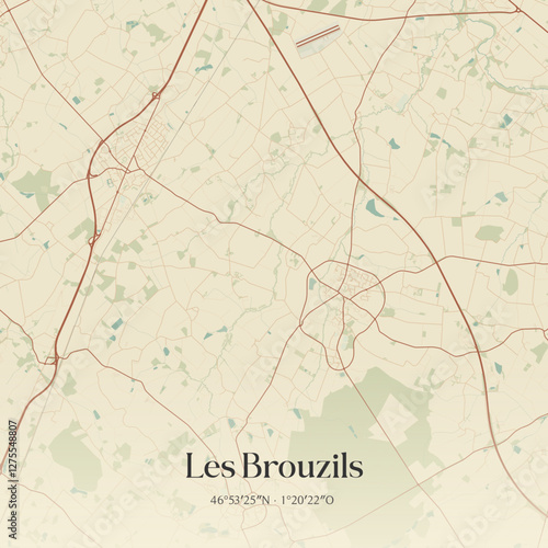 Vintage map of Les Brouzils, France.