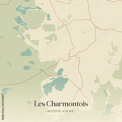 Vintage map of Les Charmontois, France.