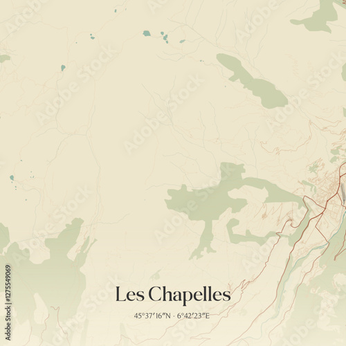 Vintage map of Les Chapelles, France.