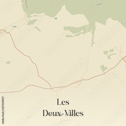 Vintage map of Les Deux-Villes, France.