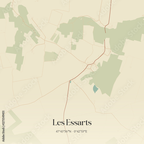 Vintage map of Les Essarts, France.