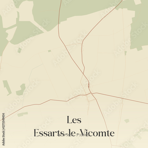 Vintage map of Les Essarts-le-Vicomte, France.