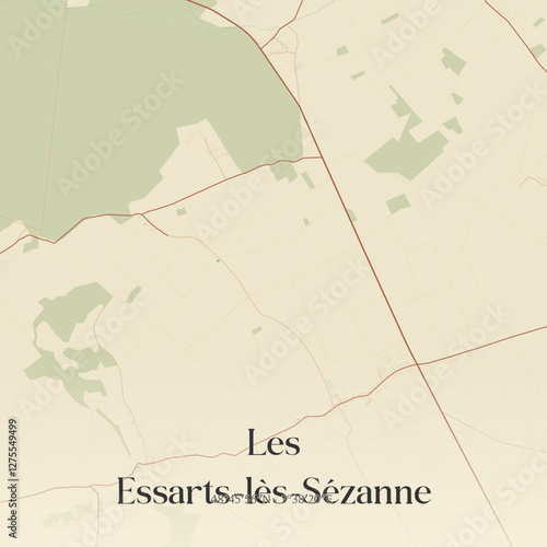Vintage map of Les Essarts-lès-Sézanne, France.