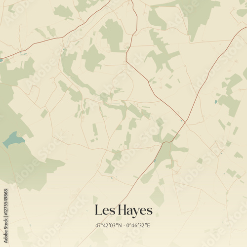 Vintage map of Les Hayes, France.