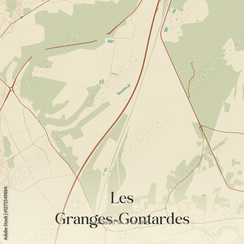 Vintage map of Les Granges-Gontardes, France.