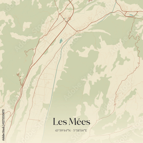 Vintage map of Les Mées, France.