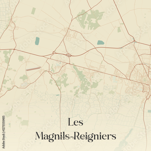 Vintage map of Les Magnils-Reigniers, France.