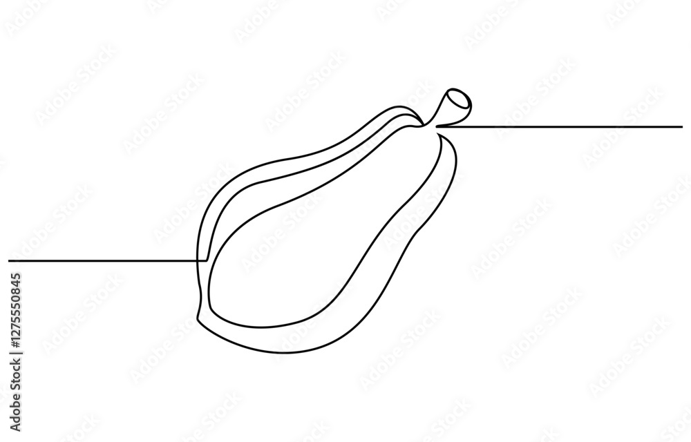 Continuous single one line drawing of fresh papaya exotic tropical fruit, Continuous one line drawing of sliced healthy organic papaya for orchard logo identity