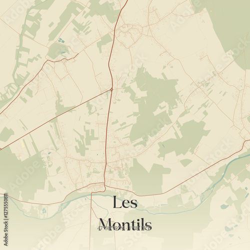 Vintage map of Les Montils, France.
