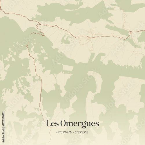 Vintage map of Les Omergues, France.