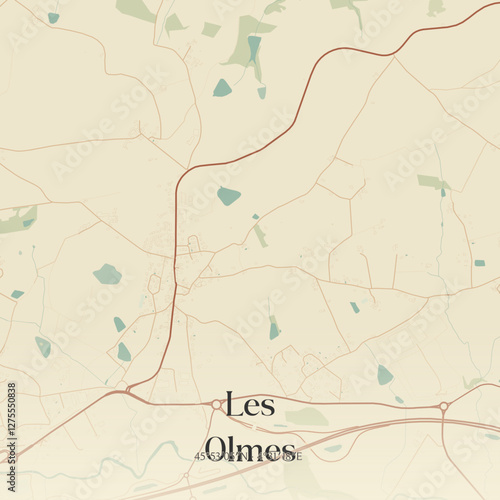Vintage map of Les Olmes, France.