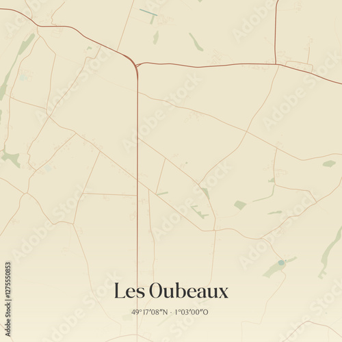 Vintage map of Les Oubeaux, France.