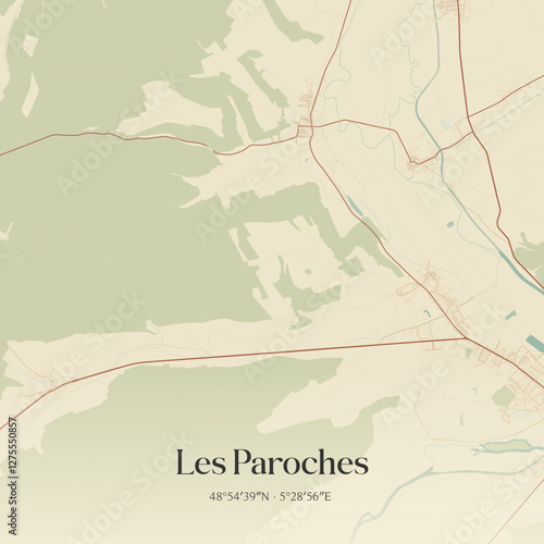 Vintage map of Les Paroches, France.