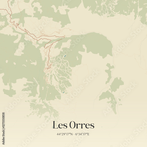 Vintage map of Les Orres, France.