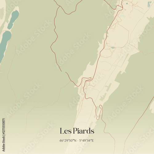 Vintage map of Les Piards, France.