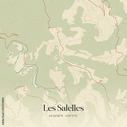Vintage map of Les Salelles, France.