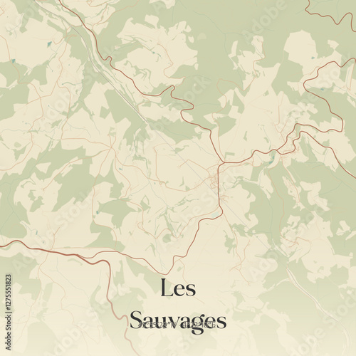 Vintage map of Les Sauvages, France.