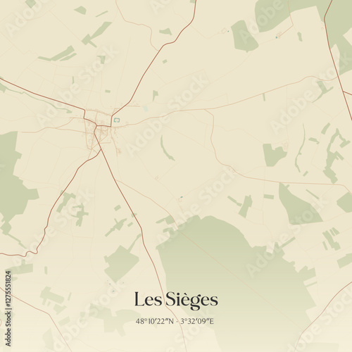 Vintage map of Les Sièges, France.