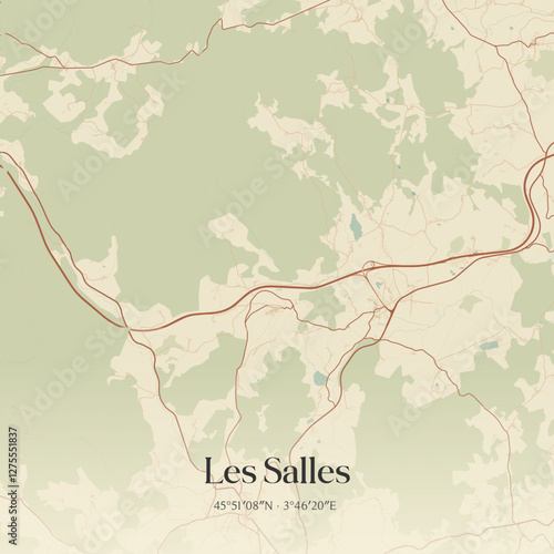 Vintage map of Les Salles, France.