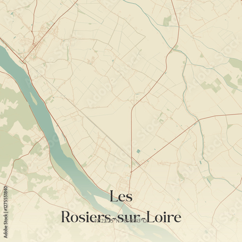 Vintage map of Les Rosiers-sur-Loire, France.