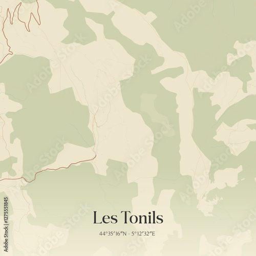 Vintage map of Les Tonils, France.