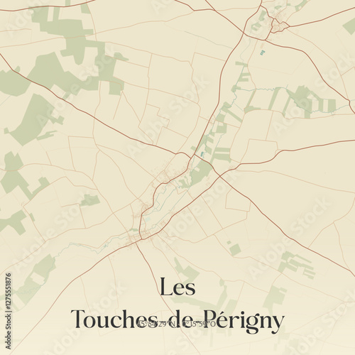 Vintage map of Les Touches-de-Périgny, France.