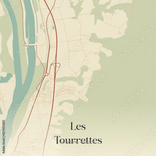 Vintage map of Les Tourrettes, France.