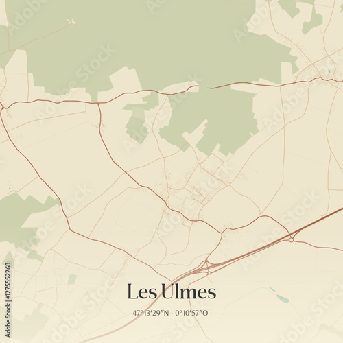 Vintage map of Les Ulmes, France.