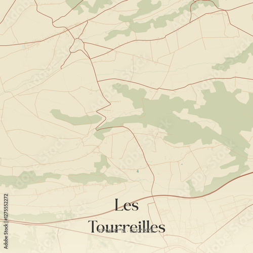 Vintage map of Les Tourreilles, France.