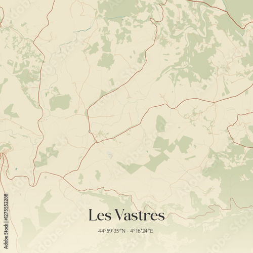Vintage map of Les Vastres, France.