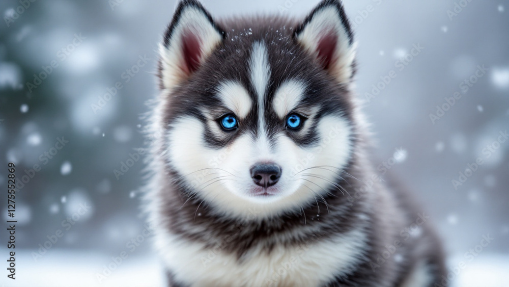 Playful Siberian Husky Puppy Frolicking in the Snow Playful Siberian Husky Puppy Frolicking in the Snow