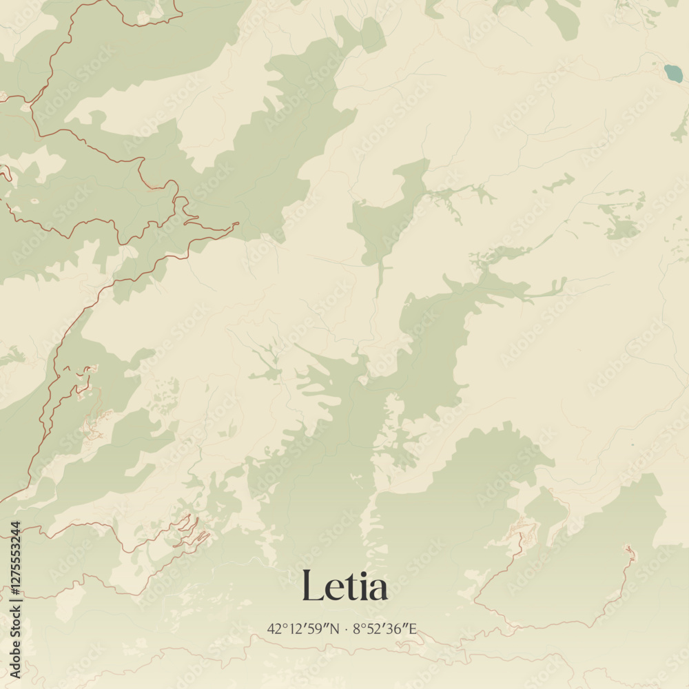 Fototapeta premium Vintage map of Letia, France.