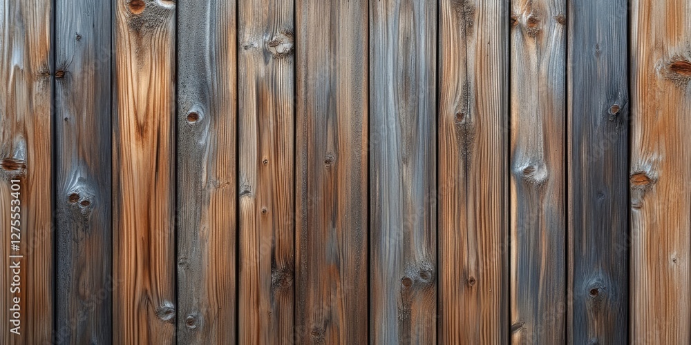 Textured wooden background featuring vertical planks in warm browns and cool grays with natural knots and weathered finishes enhancing depth. Textured wooden background featuring vertical planks in warm browns and cool grays with natural knots and weathered finishes enhancing depth.
