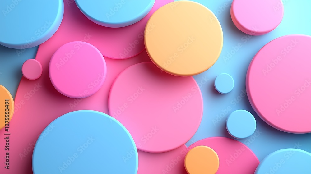 Colorful circles float creating a modern design background, used for abstract or artistic concepts Colorful circles float creating a modern design background, used for abstract or artistic concepts