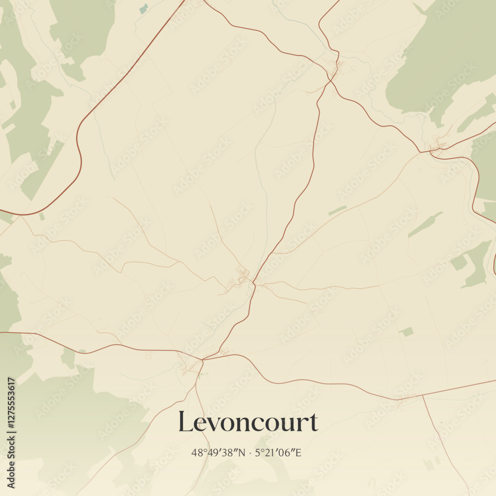 Fototapeta premium Vintage map of Levoncourt, France.