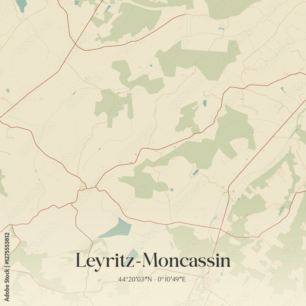 Obraz premium Vintage map of Leyritz-Moncassin, France.
