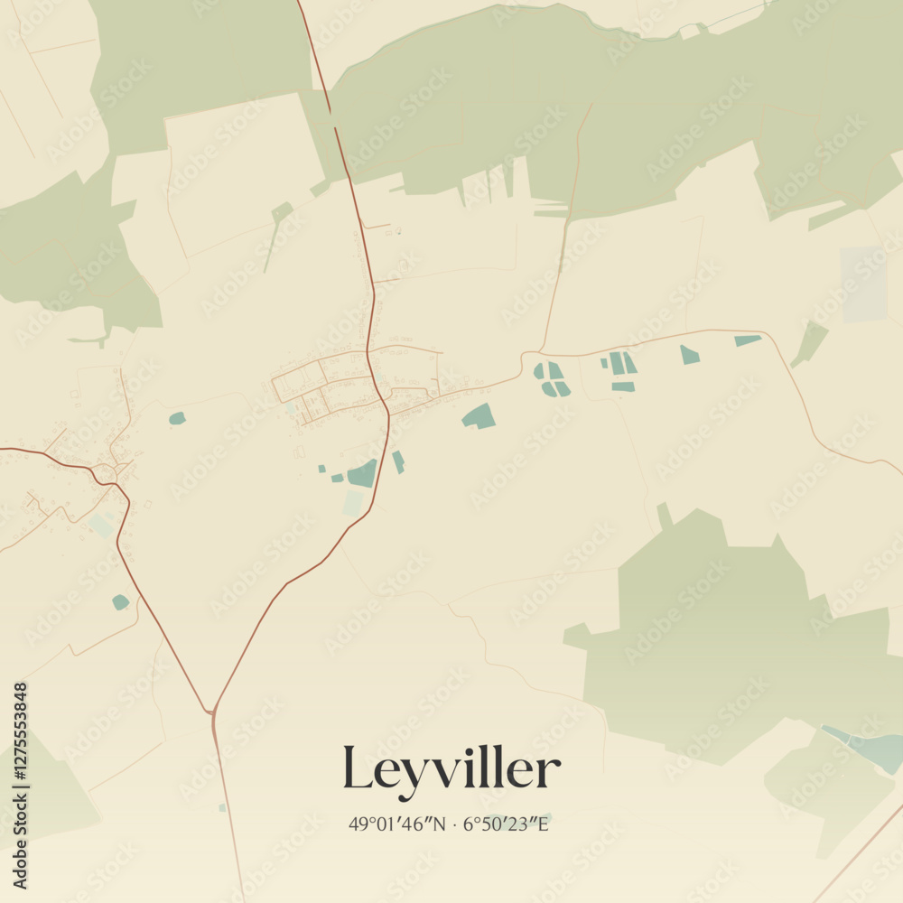 Fototapeta premium Vintage map of Leyviller, France.