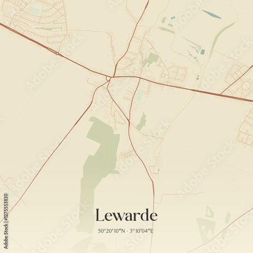 Vintage map of Lewarde, France.