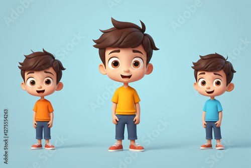 a close up of three cartoon boys with different expressions