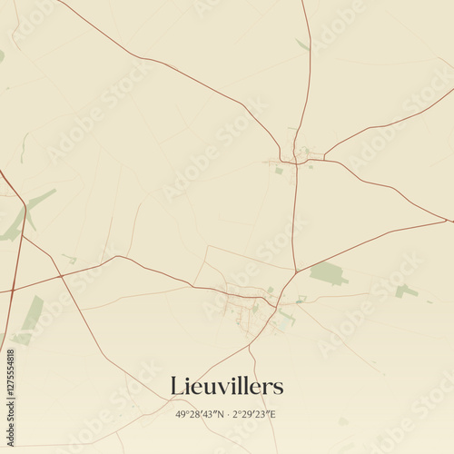 Vintage map of Lieuvillers, France.