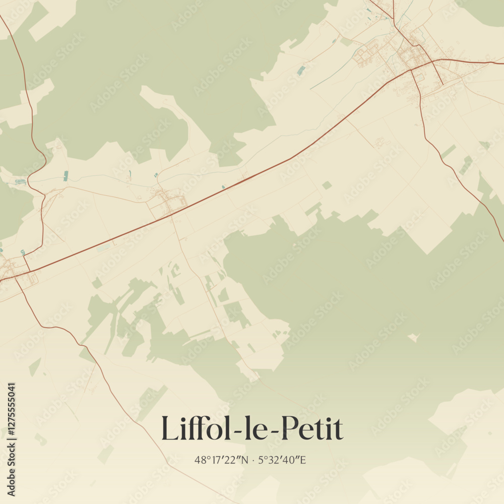 Obraz premium Vintage map of Liffol-le-Petit, France.