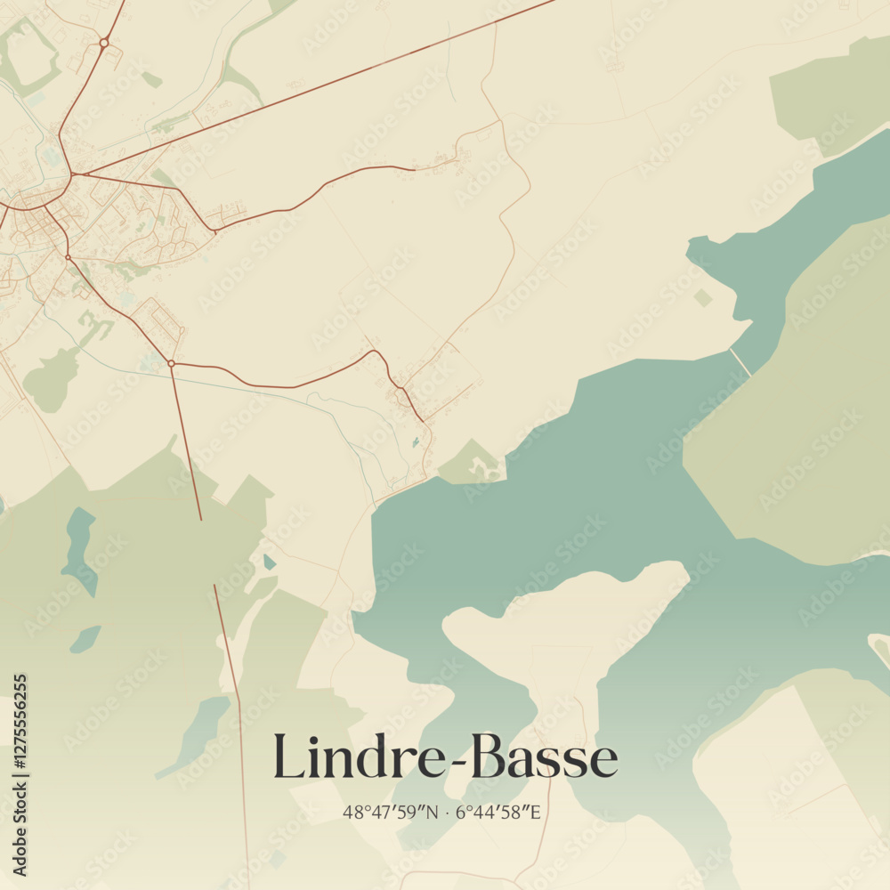 Obraz premium Vintage map of Lindre-Basse, France.