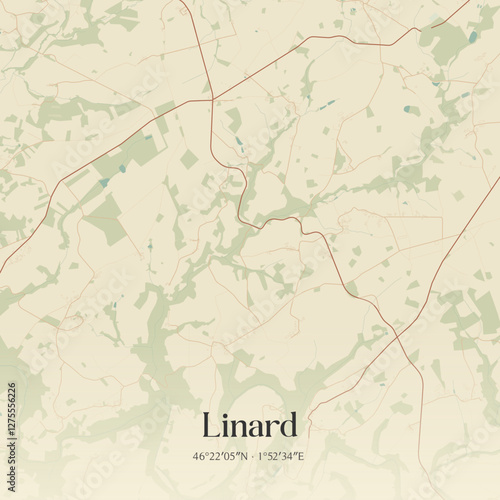Vintage map of Linard, France.