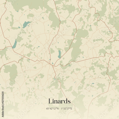 Vintage map of Linards, France.